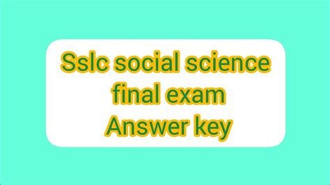 Sslc Social Science Final Exam 2022 Answer Key YouTube