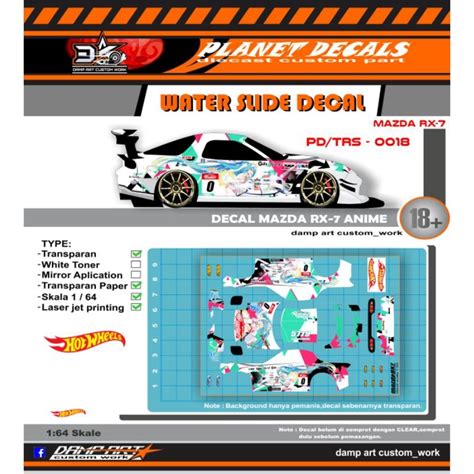 Jual Decal Hot Wheels Mazda Rx Anime Miku Shopee Indonesia