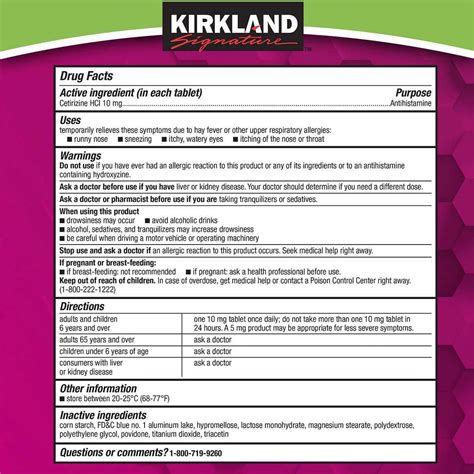 Kirkland Signature Aller Tec Cetirizine Hcl Mg Antihistamine