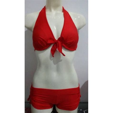 Bikini Pantai Dengan Kawat Dan Busa Bk Vo Warna Merah Fesyen