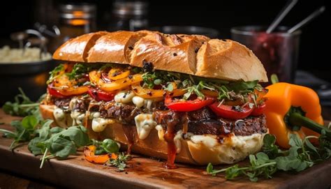 Sándwich de carne a la parrilla en ciabatta con tomate fresco y queso