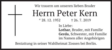 Traueranzeigen Von Peter Kern Trauer Merkur De