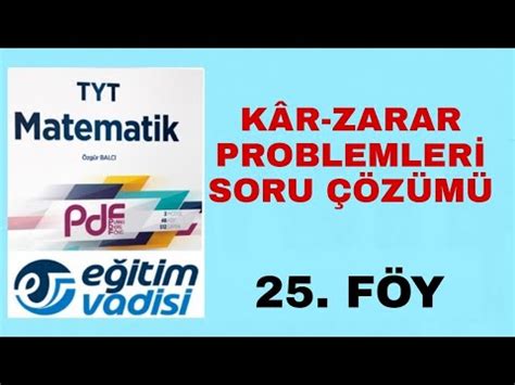 Kar Zarar Problemler Soru Z M E T M Vad S Pdf F Y Tyt