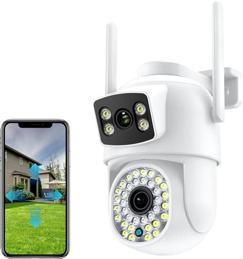 PANFREY Cámara de Seguridad Exterior Cámara WiFi 4K 8MP Lente Dual 2