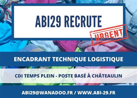 Offre D Emploi Encadrant E Technique Logistique En Cdi Abi