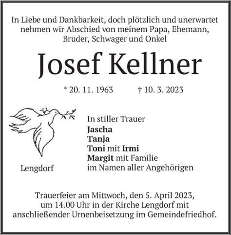 Traueranzeigen Von Josef Kellner Trauer Merkur De