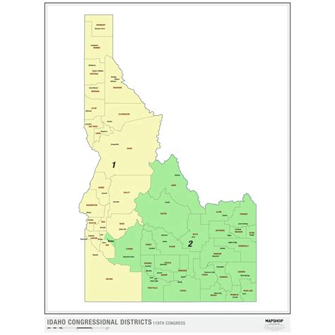 Idaho 2024 Congressional Districts Wall Map By Mapshop The Map Shop