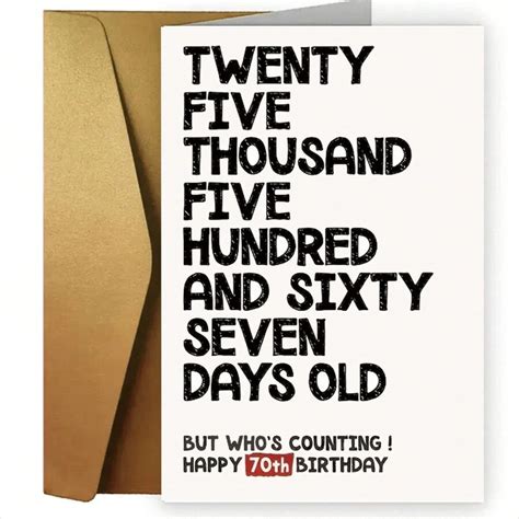 1pc Fun 70th Birthday Greeting Card And Envelope Super Cute 70 Years