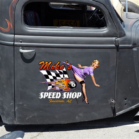 Personalized Pin Up Girl Hot Rod Speed Shop Stickers Dingmun