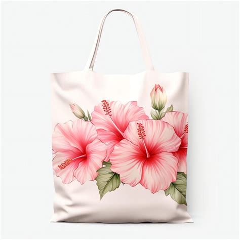 Premium Photo Watercolor Hibiscus Tote Bag Cottagecore Hawaii Style