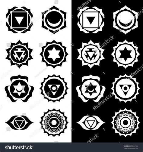 8 Chakras Symbols Set Vector Illustration - 200957360 : Shutterstock