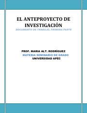 El Anteproyecto De Investigaci N Pdf El Anteproyecto De Investigaci N