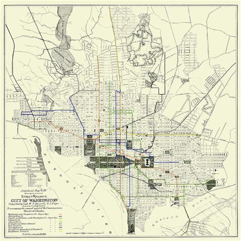 Washington Streetcar Map 1891 Photograph by Andrew Fare