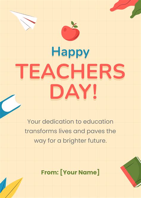 Free Happy Teachers Day Card Template to Edit Online