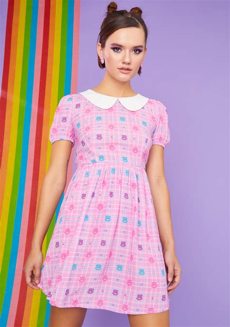 Dolls Kill X Care Bears Plaid Babydoll Dress Multi Dolls Kill