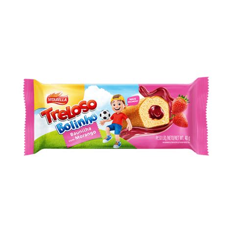 Treloso Bolinho Sabor Baunilha Recheio De Morango Vitarella Tem