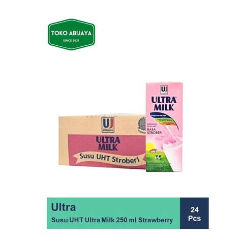 Jual Susu Uht Ultra Milk Strawberry 250ml 1 Dus Isi 24 Pcs Shopee