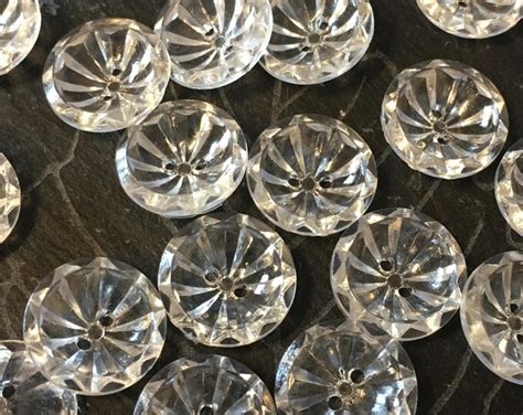 10 Clear Crystal Effect Plastic Buttons Cupped Surface Etsy Uk