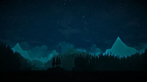 The Long Dark Night Sky Stars Forest Wood Mountain Wallpaper