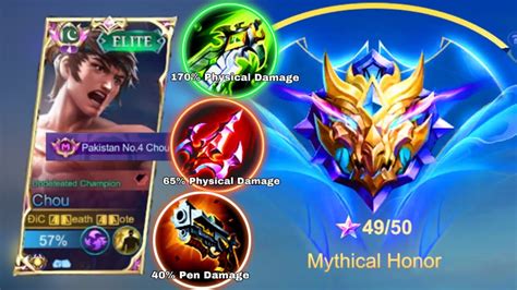 Chou Best Rotation Emblem Set Mythical Glory Mlbb Chou One Hit