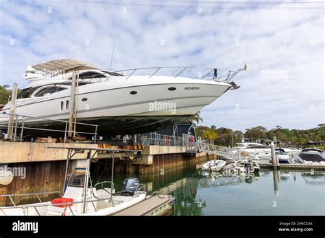 60 Foot Luxury Motor Yacht At A Marina In Sydney And Out Of The Water