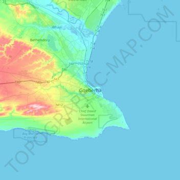 Gqeberha topographic map, elevation, terrain