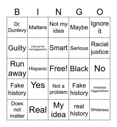 Not My Idea Bingo Card