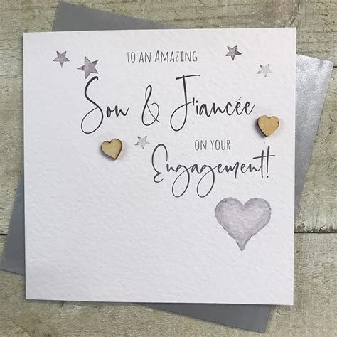 White Cotton Cards Son Fiancee Wooden Stars Engagement Card