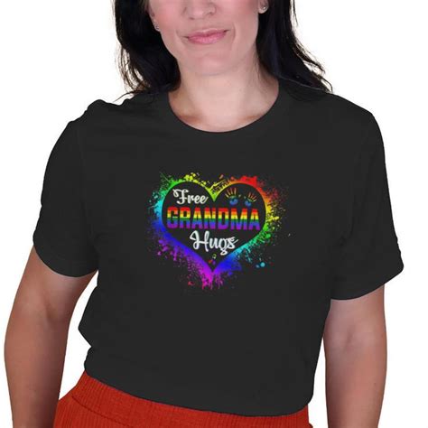 Free Grandma Hugs Lbgt Heart Rainbow Gay Pride Month Old Women T Shirt Mazezy