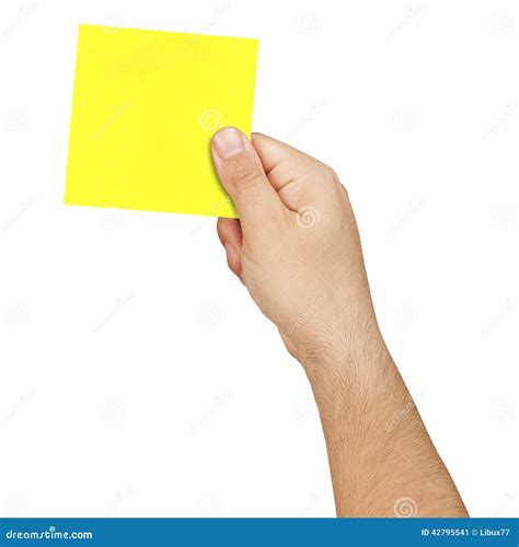 Mão Que Mantém O Post it Amarelo Vazio Do Post it Isolado Imagem de