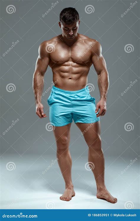 Muscular Man Fitness Model Strong Male Naked Torso Abs Stock Image