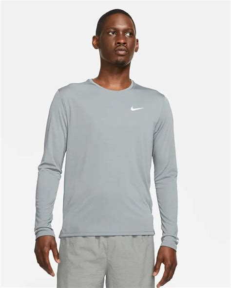 Apparel Nike Nike Mens Dri Fit Miler Long Sleeve 084 Smoke Grey