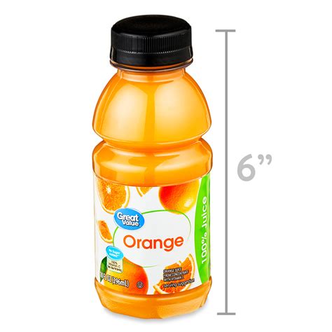 Great Value 100 Orange Juice 10 Fl Oz 6 Count