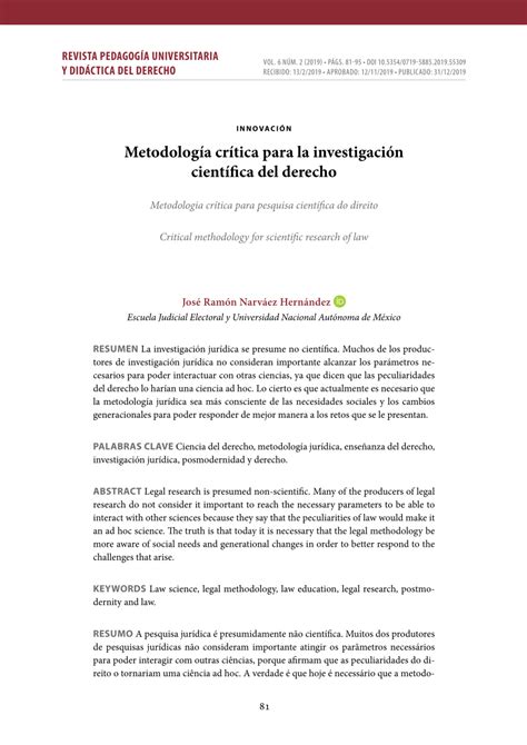 PDF Metodología crítica para la investigación científica del derecho