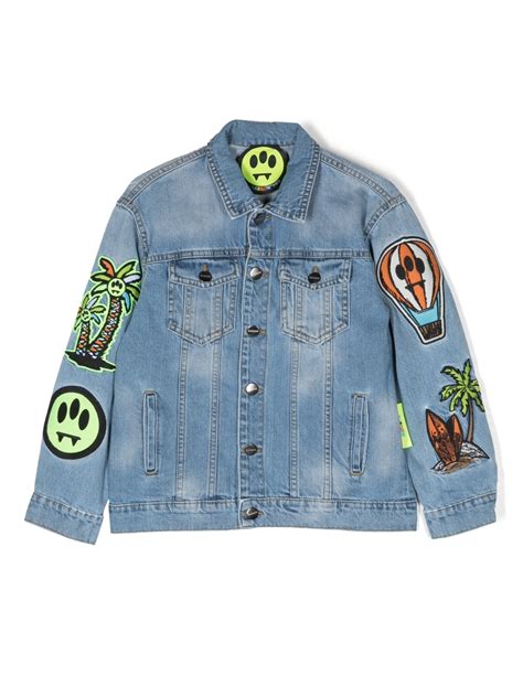 Barrow Kids Embroidered Patch Denim Jacket | Blue | FARFETCH AO