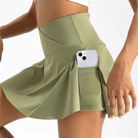 High Waisted Pleated Tennis Skirt With Pockets Shorts Nora Glam Chic