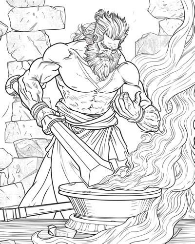 hephaestus god  blacksmithing coloring pages greek mythology