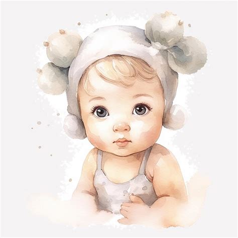 Premium Photo Adorable Baby On Watercolor Illustration