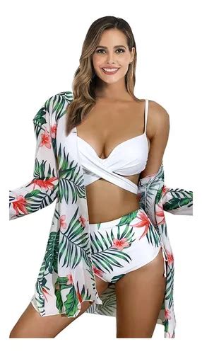 Juego De Traje De Baño Bikini Para Mujer Con Abrigo 3 Piezas Meses sin interés