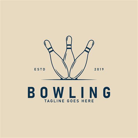 bowling line art logo minimalist, pin bowling icon logo illustration ...