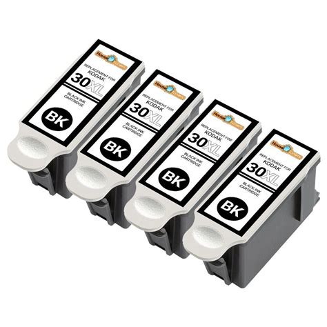 4 Pk 30xl Black Ink Cartridges For Kodak Hero 51 42 Esp C310 C315 3