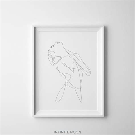 Nude Abstract Body Printable Art Naked Woman Sketch Drawing Single Line Body Form Figure