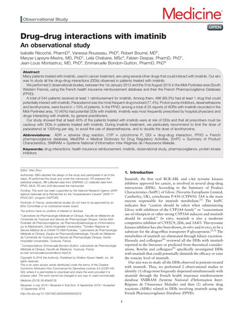 (PDF) Drug–drug interactions with imatinib