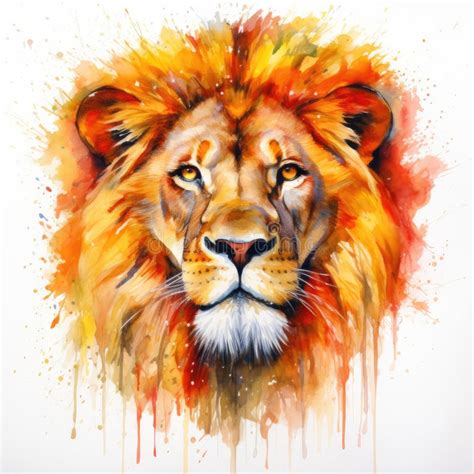 Watercolor Lion Painting Lion King Watercolor Predator Animals Wildlife ...