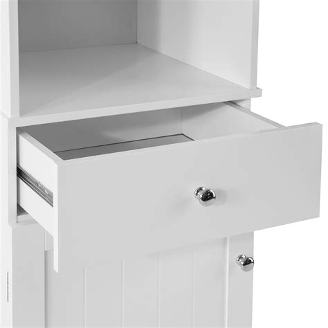 Sobuy Bzr17 W White Tall Bathroom Storage Cabinet Unit With 3 Shelves Sobuy Ca