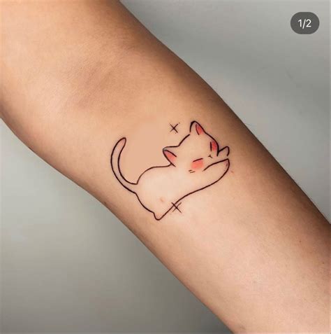 Cute Cat Tattoo On Arm