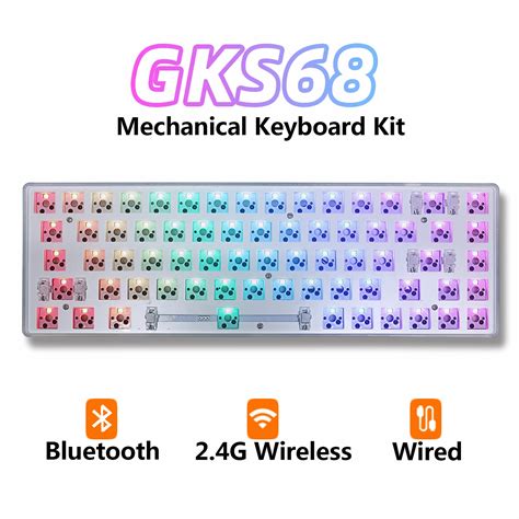 Kit De Teclado Mec Nico Sem Fio Personalizado GKS68 Bluetooth 2 4G PCB Hot Swappable RGB