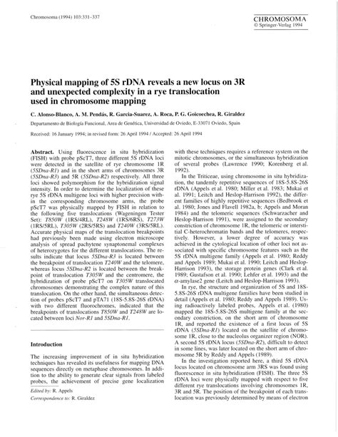 Pdf Physical Mapping Of S Rdna Reveals A New Locus On R And