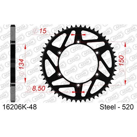 Couronne Acier AFAM Noir 50 Dents Moto And Co