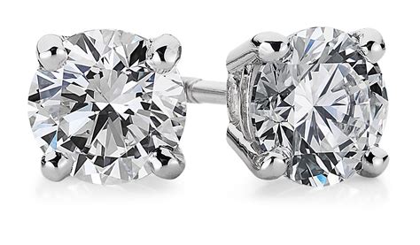 Platinum Four Claw Diamond Stud Earrings 1 Ct Tw Blue Nile